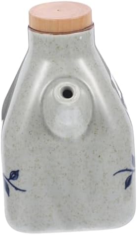 Double Pack Ceramic Soy Sauce Vinegar Dispenser with Wooden Base