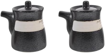 2PCS Soy Sauce Dispenser Ceramic Oil Dispensers with Lid 160ml Japanese Style