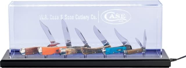 Case Illuminated Dome Knife Display Stained White Walnut Wood Clear Acrylic
