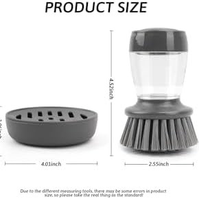 Safe Kitchen Cleaning Palm Brush with Soap Dispenser