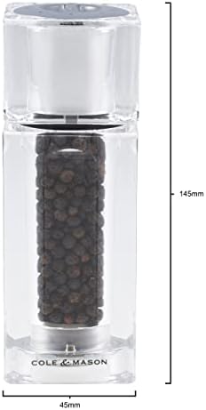 Cole Mason Precision Cube Clear Salt Shaker Pepper Mill 145mm