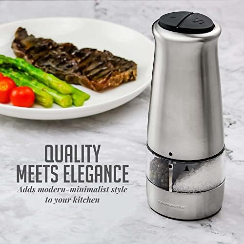 OVENTE 2-in-1 Stainless Steel Sea Salt and Pepper Grinder