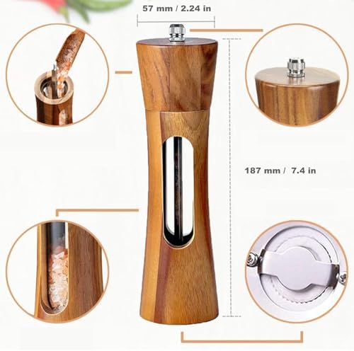 Genuine Acacia Wooden Salt Pepper Mill Set