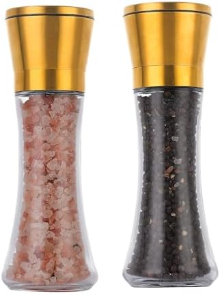 DAVIMADE 2Pack 6OZ Glass Salt and Pepper Grinder Set