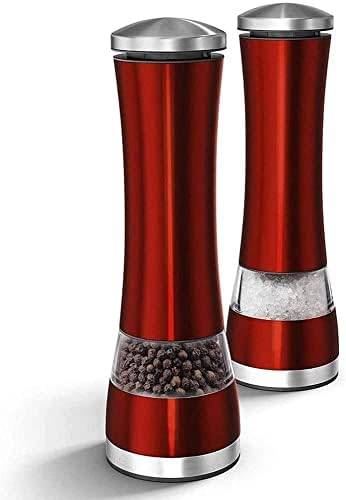 Electric Salt and Pepper Grinder Set - 2Pcs Red