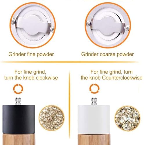 Adjustable Pepper Grinder Salt Mill Set 6 Inch Professional Kitchen Tool