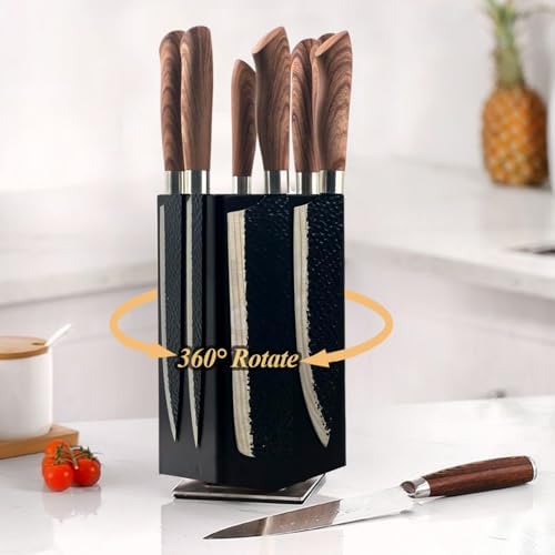 Resafy Magnetic Knife Wooden Block Rotatable Durable Kitchen Tool