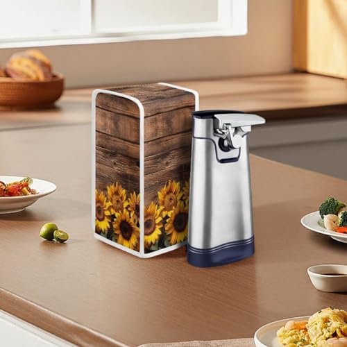 Sunflower Brown Wood Rustic Can Opener Cover