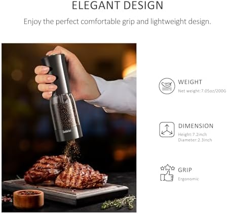 Zadelar Electric Salt and Pepper Grinder Set with LED Power Display