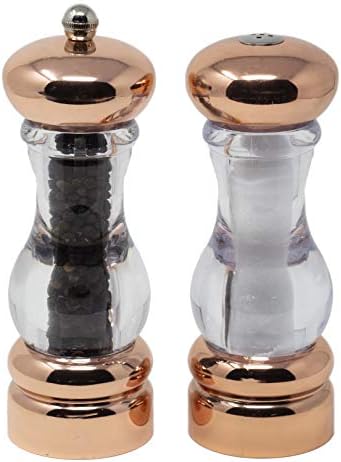 7-Inch Copper-Plated Pepper Mill Salt Shaker Set