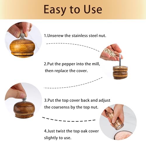 Premium Wooden Salt Pepper Grinder Set with Stainless Steel Core