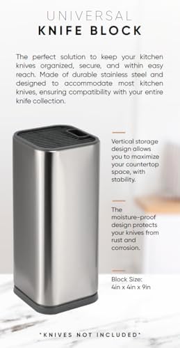 DURA LIVING Universal Stainless Steel Knife Block