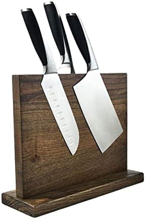 Double-Sided Magnetic Kitchen Knife Holder with Wood Block
