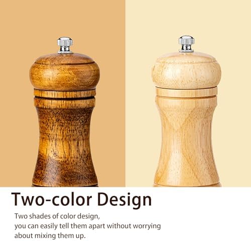 Premium Wooden Salt Pepper Grinder Set with Stainless Steel Core