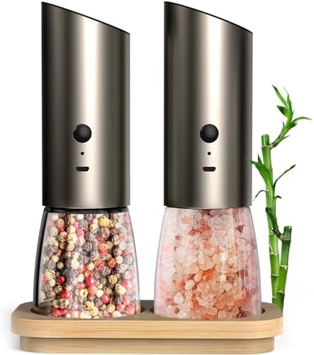 HotFrost Electric Salt and Pepper Grinder Set with Adjustable Coarseness