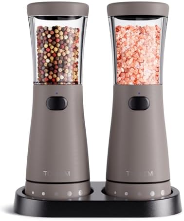 Sturdy Stainless Steel Salt Pepper Grinder Set With Rechargeable Power LED Light
