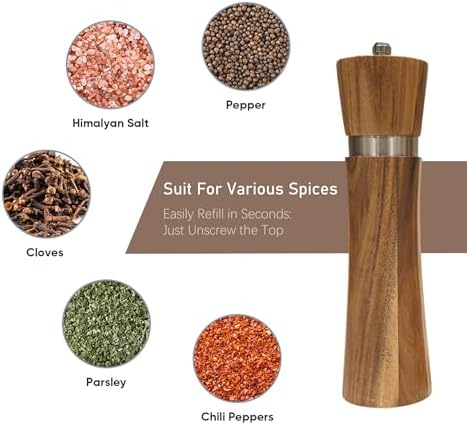 Premium Wooden Salt and Pepper Grinder Set