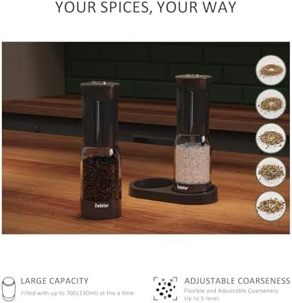 Zadelar Electric Salt and Pepper Grinder Set with LED Power Display