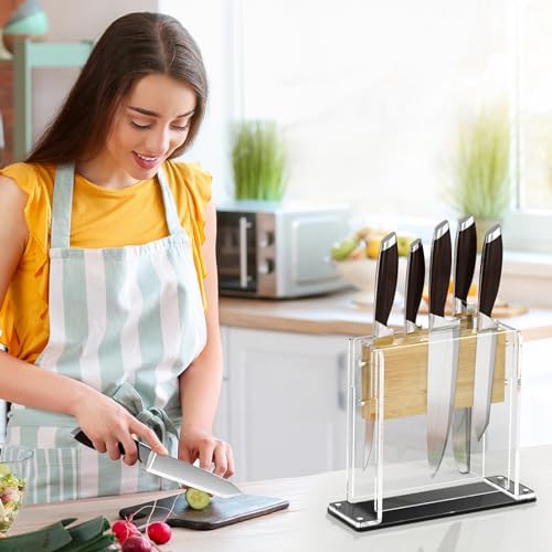 NPPLUS Magnetic Knife Block Holder with 2-Sided Magnets for Kitchen Organization