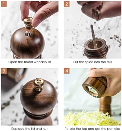 Premium 7-inch Wooden Salt and Pepper Mill Set