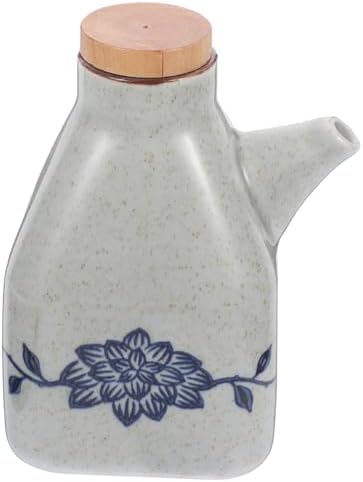 Double Pack Ceramic Soy Sauce Vinegar Dispenser with Wooden Base