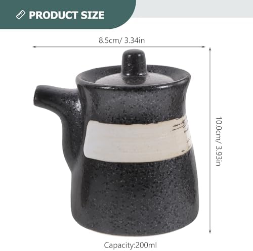 2PCS Soy Sauce Dispenser Ceramic Oil Dispensers with Lid 160ml Japanese Style