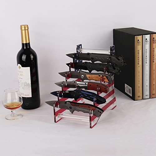 WANLIAN Pocket Knife Holder - 6 Knives Organizer with 360 Display Case