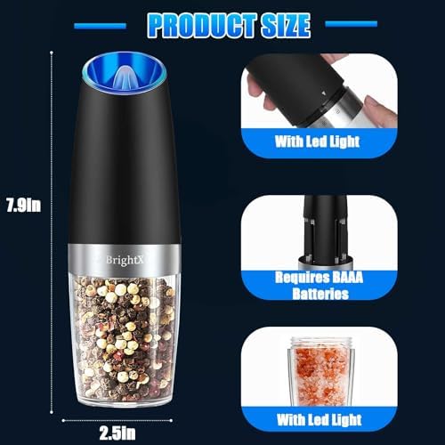 BrightX Electric Salt and Pepper Grinder Set