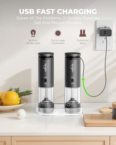 Vivid 2-Speed Electric Salt Pepper Grinder Set