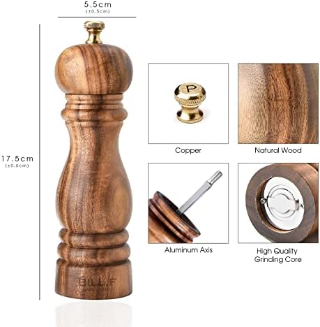 Premium 7-inch Wooden Salt and Pepper Mill Set