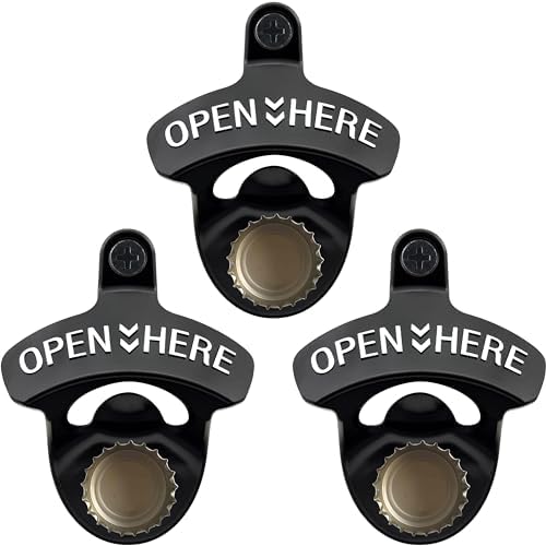 Black Magnetic Bottle Opener Set with Wall-Mounted Design