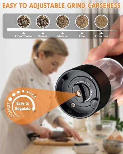 Ergonomic Electric Salt and Pepper Grinder Set with LED Light