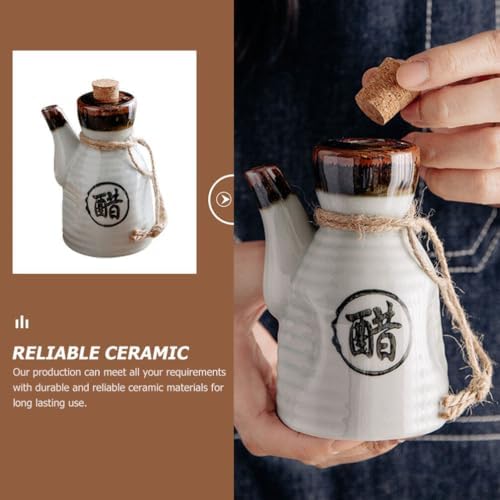 Alipis Japanese Ceramic Oil Dispenser with Cork Stopper