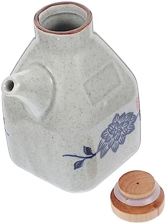 Double Pack Ceramic Soy Sauce Vinegar Dispenser with Wooden Base