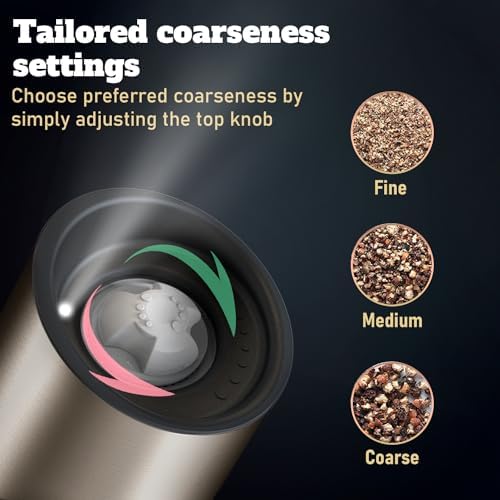HotFrost Electric Salt and Pepper Grinder Set with Adjustable Coarseness