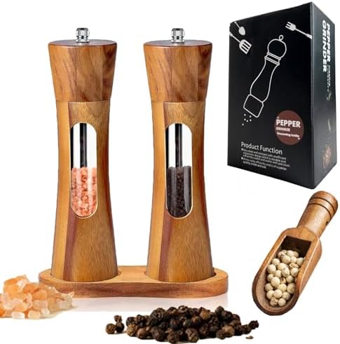 Genuine Acacia Wooden Salt Pepper Mill Set