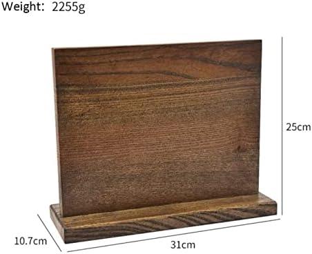 Double-Sided Magnetic Kitchen Knife Holder with Wood Block