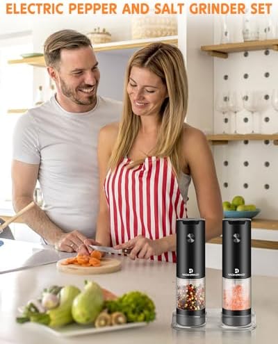Ergonomic Electric Salt and Pepper Grinder Set with LED Light