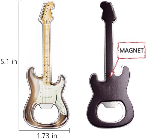 2-Piece Set Guitar Shaped Bottle Opener Music-Inspired Home and Kitchen Gift