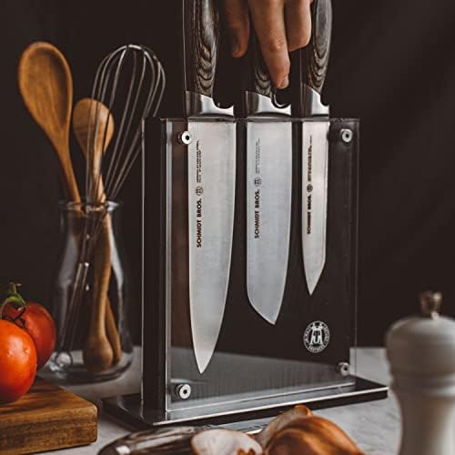 Schmidt Brothers Midtown Magnetic Knife Block 8-10 Knives Acacia Acrylic Shield