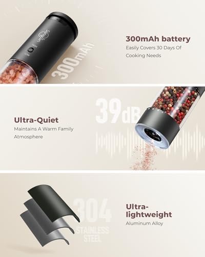 Vivid 2-Speed Electric Salt Pepper Grinder Set