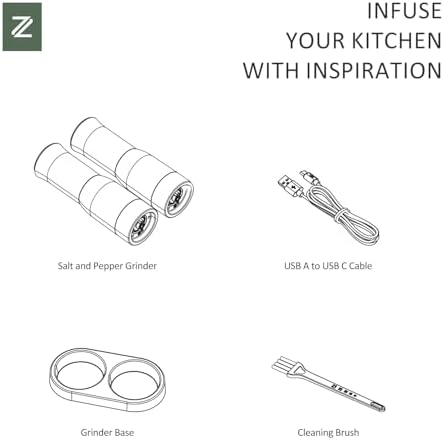 Zadelar Electric Salt and Pepper Grinder Set with LED Power Display