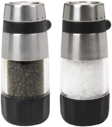 Convenient Salt Pepper Grinder Set with Vegetable Peeler for Home Use
