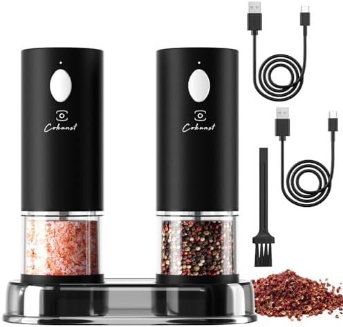 COKUNST Electric Pepper Salt grinder Set Rechargeable 2-in-1