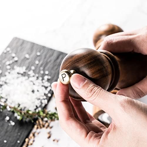 Premium 7-inch Wooden Salt and Pepper Mill Set