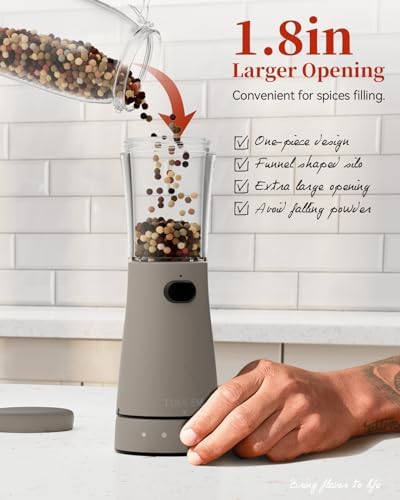 Sturdy Stainless Steel Salt Pepper Grinder Set With Rechargeable Power LED Light