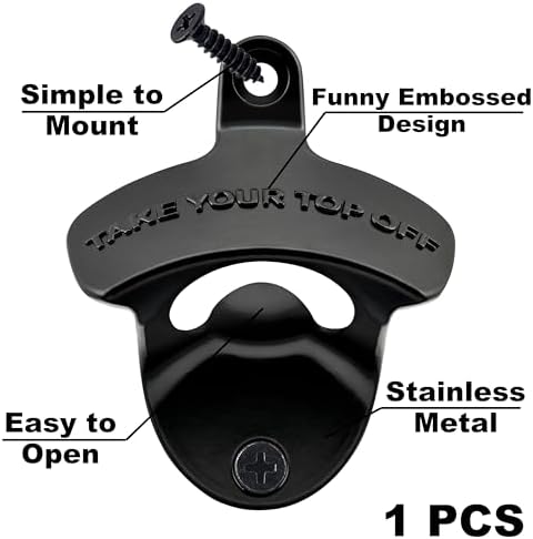 Humorously Stylish Black Wall-Mounted Bottle Opener Gift
