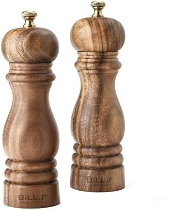Premium 7-inch Wooden Salt and Pepper Mill Set