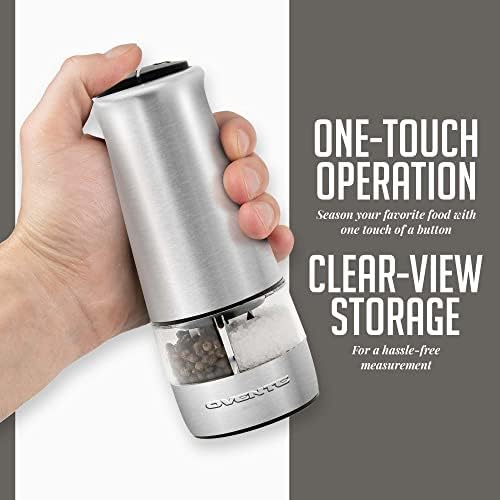 OVENTE 2-in-1 Stainless Steel Sea Salt and Pepper Grinder