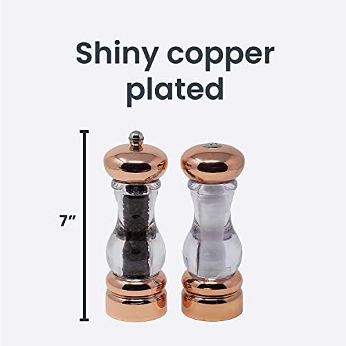 7-Inch Copper-Plated Pepper Mill Salt Shaker Set